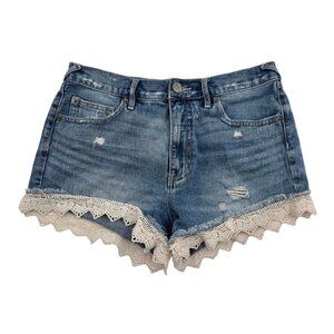 Women's - Free People Crochet Lace Hem Denim Shorts, Size 28